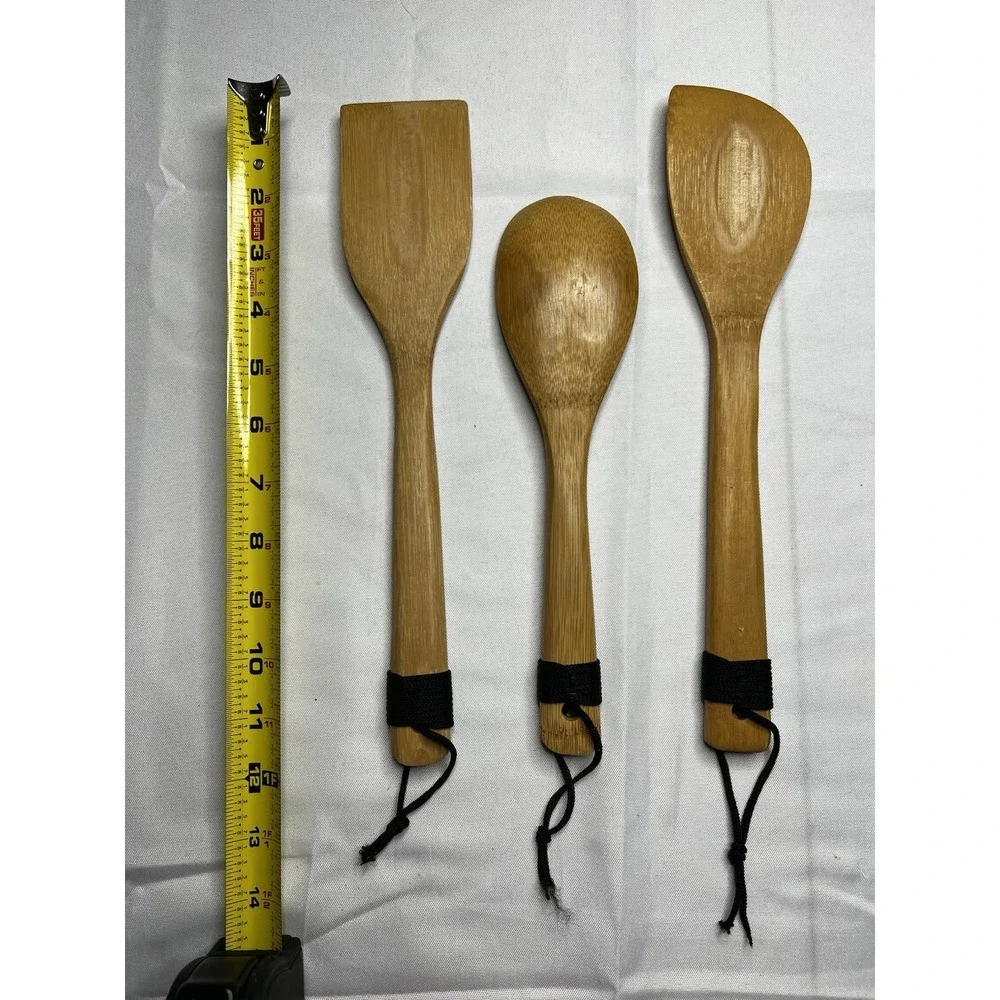 COOK-EEZ Bamboo Kitchen Utensil Set 3 Spoon‎ Spatula Turner Wood